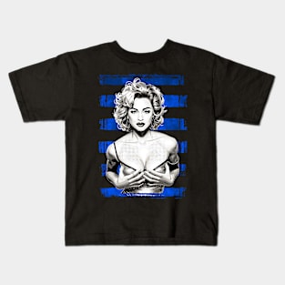 Madonna Pop Art-Halftone Blue Stripes Kids T-Shirt